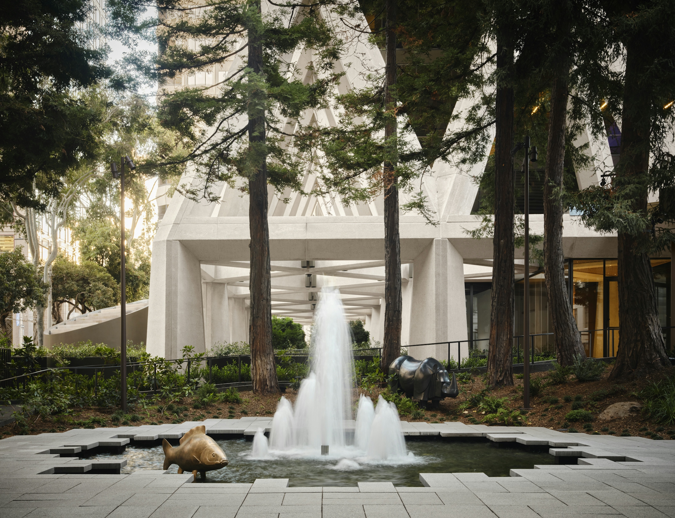 Redwood Park fountain and sculptures