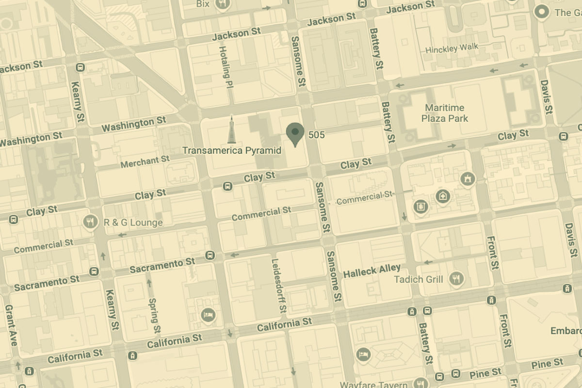 Styled map — 505 Sansome St, pins for transit